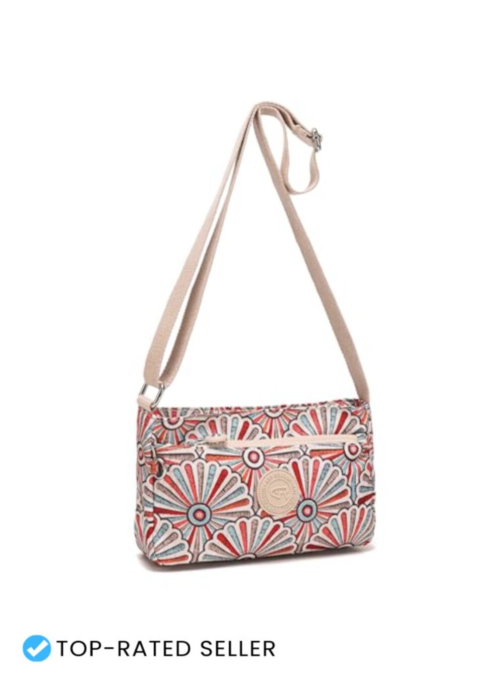 Small Nylon Crossbody Bag Lightweight Adjustable Strap Floral Print Women